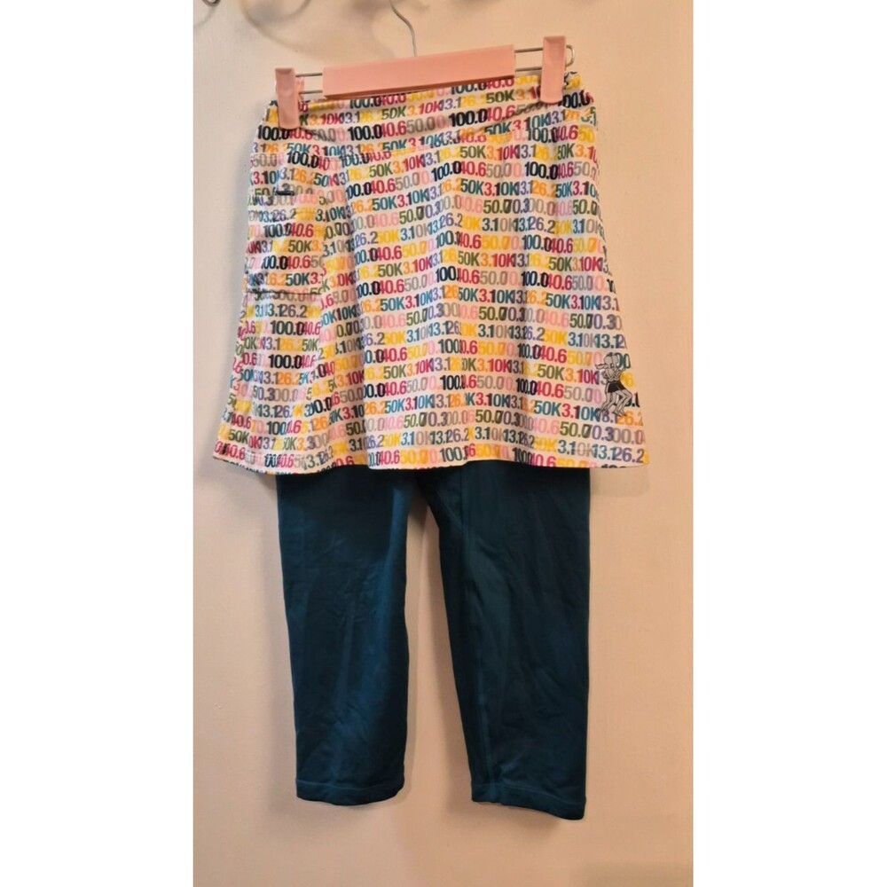 Running Skirts Numbers Skirt with Turquoise Leggings Size 2 Athletic